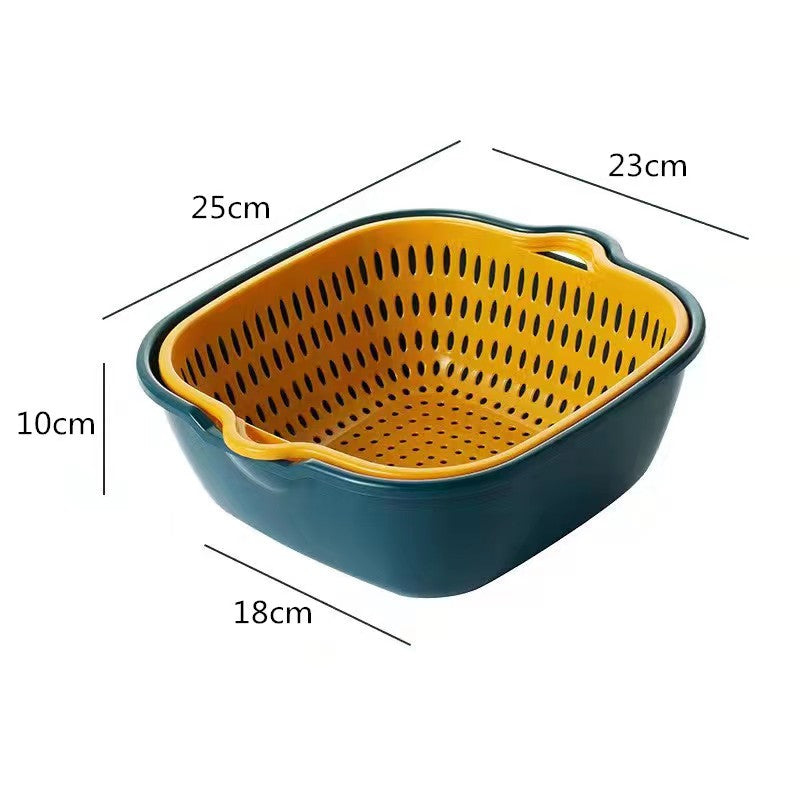 Vegetable Washing Baskets in The Kitchen Fruit Baskets Multi-layer Stackable Vegetable Sinks, Strainer and Washing Fruits and Vegetables Kitchen Colander Set (Blue Yellow)