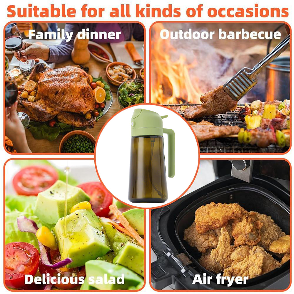 Olive Oil Sprayer for Cooking, 2 In 1 Glass Oil Dispenser Premium Spray Bottle for Kitchen Gadgets and Air Fryer Accessories, Salad, BBQ - Dark Green
