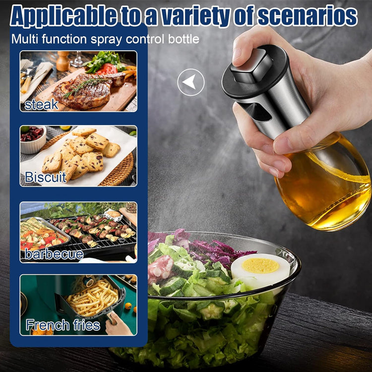 470ml Olive Oil Sprayer, Stainless Steel Oil Sprayer For Cooking, Food Grade Pressurized Oil Mister Portable Glass Oil Sprayer For Barbecue/Salad Making/Baking/Frying (Stainless steel oil spray can 470ml)