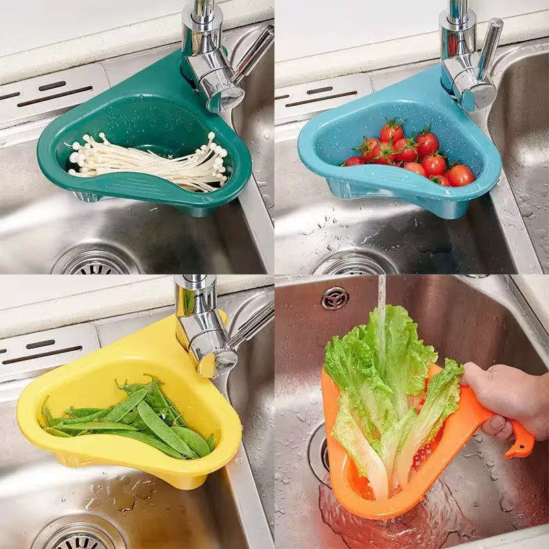Modern Design Hanging Large Food Garbage Colanders Draining Shelf Organization Accessories Kitchen Sink Drain Non Trace Creative Multifunctional Dry Wet Separator Plastic Vegetable Washing Pool Basket