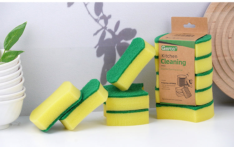 Kitchen Cleaning Sponge Dishes Pans Scrubbing Sponges Thick Foam Kitchen Bathroom Household Waist Shaped Polyester Sponge