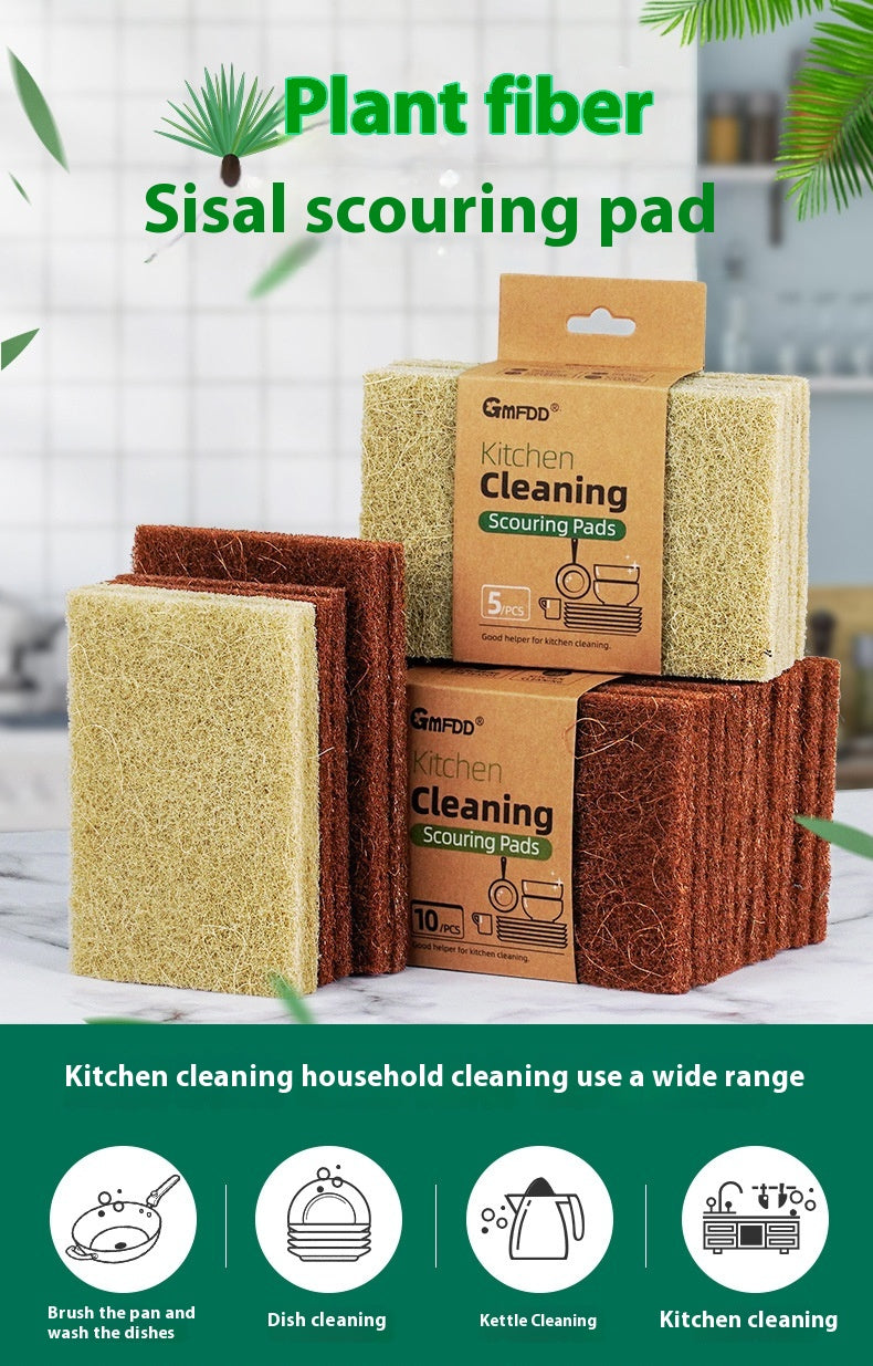 Microfiber Coconut Palm Brush Bowl Cleaning Cloth 0.8-0.9cm Thick Sisal Scouring Pad Dish Towel for Kitchen Household Use