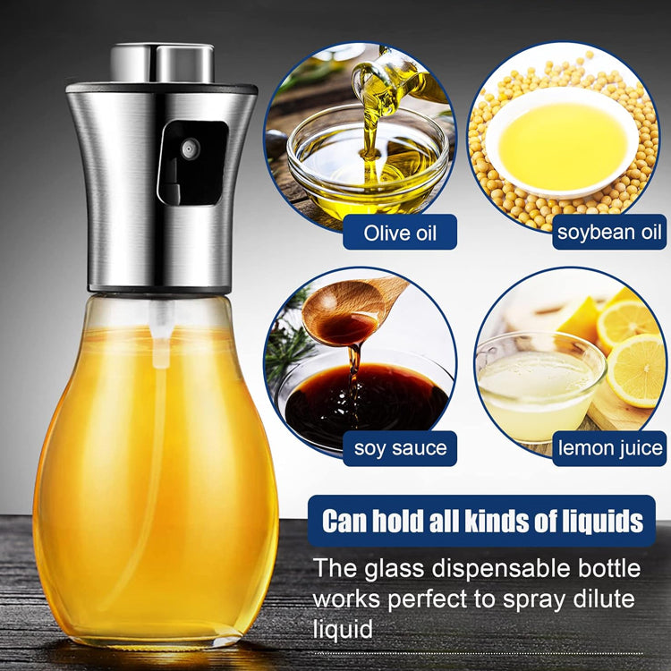 470ml Olive Oil Sprayer, Stainless Steel Oil Sprayer For Cooking, Food Grade Pressurized Oil Mister Portable Glass Oil Sprayer For Barbecue/Salad Making/Baking/Frying (Stainless steel oil spray can 470ml)