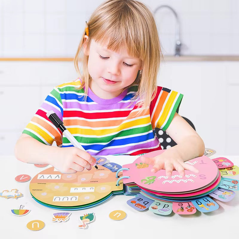 Montessori Educational Wooden Toy Children's Alphabet Playful Learning Busy Book Enhances Cognitive Skills for English for Children's Handmade Early Education Puzzle Letters Quiet 26 English Letters