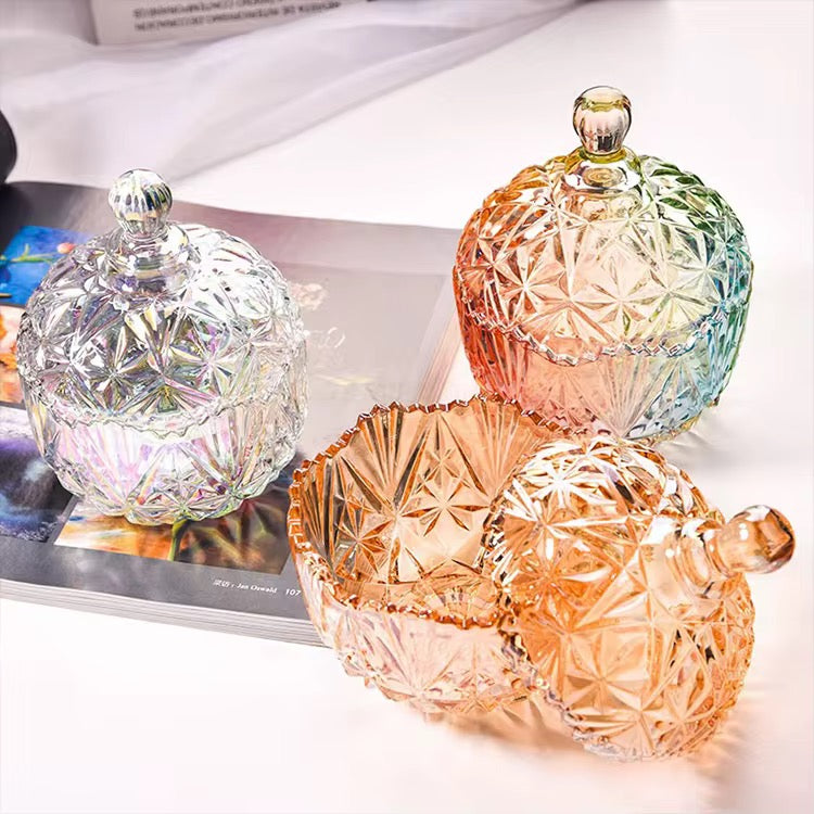 ✨ Luxury Amber Iridescent Crystal Candle Jar “Where Light Meets Luxury.”