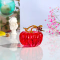 Crystal Glass Pumpkin Crafts Ornaments with Leaves Crafts Glass Pumpkin Decoration Halloween Table Figurine Simulation Autumn Harvest Gift Souvenir for Thanksgiving