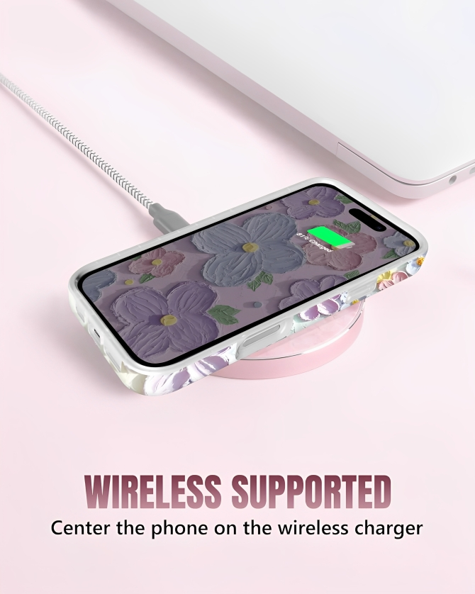 Luxury Blue Oil Painting Flower Fashion Phone case for iPhone 17, Air, Pro, Pro Max Cute Pink Floral Print Aesthetic Design Simple for Women Girly Shockproof Slim TPU Protective