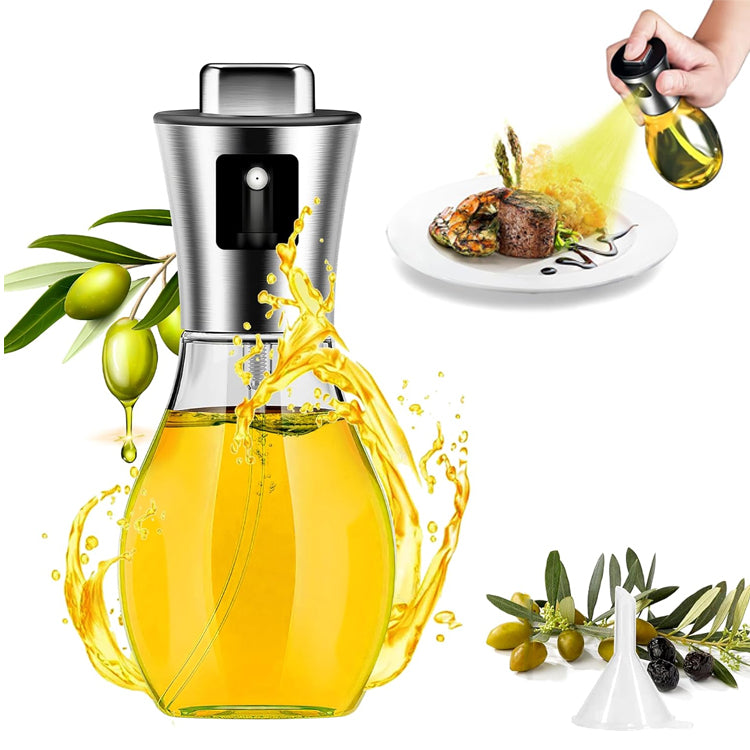 470ml Olive Oil Sprayer, Stainless Steel Oil Sprayer For Cooking, Food Grade Pressurized Oil Mister Portable Glass Oil Sprayer For Barbecue/Salad Making/Baking/Frying (Stainless steel oil spray can 470ml)
