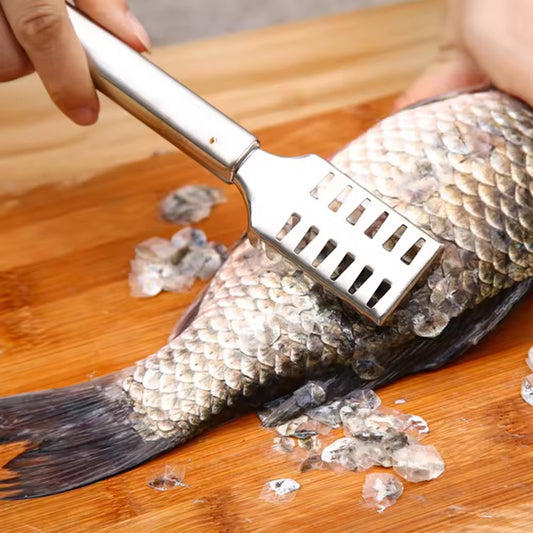 Fish Scaler, Stainless Steel Fish Scaler Remover with Serrated Sawtooth No Mess Easily Remove Fish Scales, Fish Skin Scraper for Kitchen Fish Cleaning Kit for All Fish