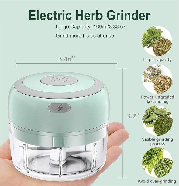 Electric Garlic Chopper, Portable Rechargeable Food Processor, Mini Garlic Grinder Masher Onion Chopper with Stainless Steel Blade, Cordless Mini Veggie Chopper for Nuts, Ginger, Chili, Fruit, Meat, Baby Food Processor
