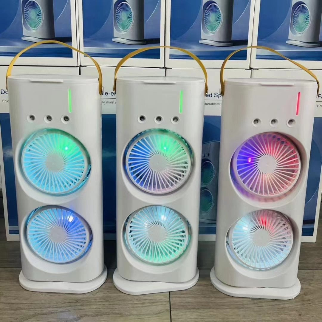 New Double-ended Fan 3 Speeds Air Conditioner Portable Cooling Air Three-ended 400ml Capacity Spray Fan With Night Light