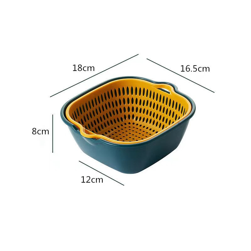 Vegetable Washing Baskets in The Kitchen Fruit Baskets Multi-layer Stackable Vegetable Sinks, Strainer and Washing Fruits and Vegetables Kitchen Colander Set (Blue Yellow)