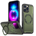 IPhone 16 Pro High Precision Rubber Coating Structure Mobile Phone Bugs CSS Case Protection Shockproof Kickstand Magnetic Metal 360 Degrees Wireless Charging Case