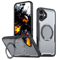 IPhone 16 Plus High Precision Rubber Coating Structure Mobile Phone Bugs CSS Case Protection Shockproof Kickstand Magnetic Metal 360 Degrees Wireless Charging Case