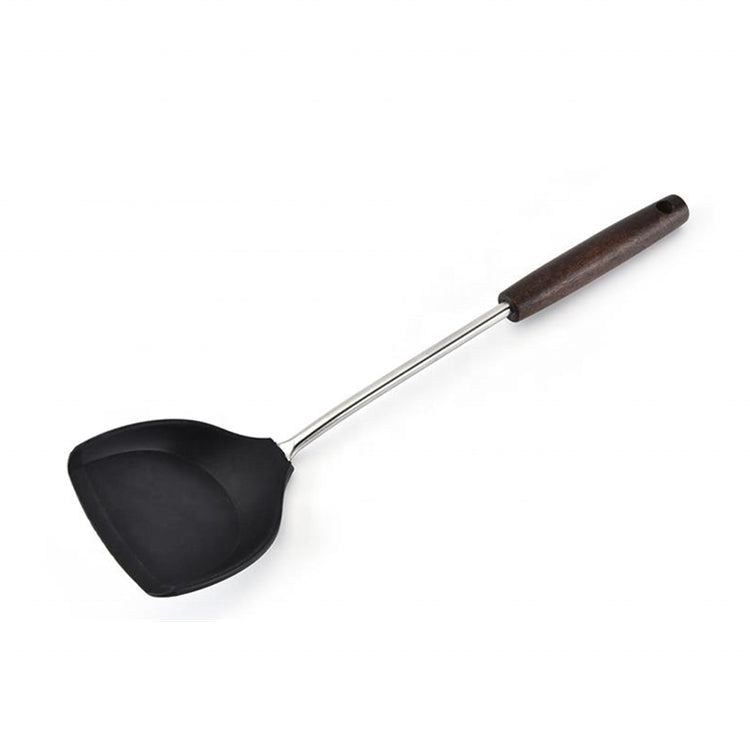 Silicone Spatula and Ladle Set - Stainless Steel Non Stick Heat-Resistant Kitchen Utensils BPA Free Cooking Utensils Cookware Wooden Handle Kitchen Utensils Set