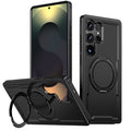 Magnetic Heat Dissipation Rubber Coating Structure Case for Samsung Galaxy S24 Ultra Wireless Charging Compatible Military Drop Protection Adjustable Kickstand Magnetic Metal 360 Degrees Ice Armour Cool Matte