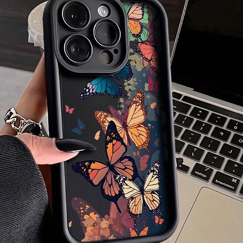 Retro Colorful Butterfly Floral Design Shockproof Phone Case for iPhone 15 Series (Plus, Pro, Pro Max)