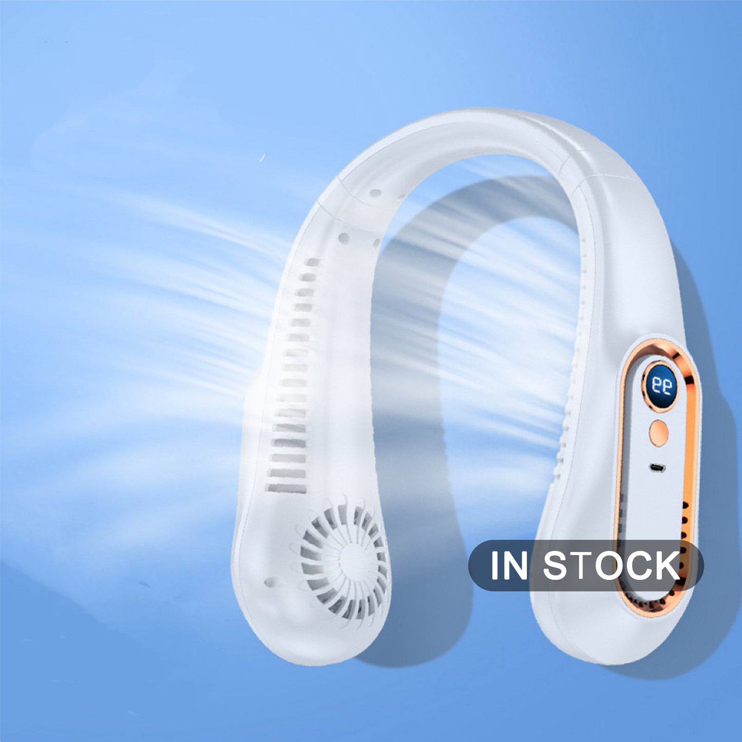 Portable Small Neck Fan - Hands Free Personal Fan, Foldable Folding Wearable Usb Charging Rechargeable Bladeless Fan with 1200mAh-Battery, Digital Display, 4 Speeds, 360° Cooling Wearable Fan, Birthday Gifts for Men, Women, Mom, and Dad