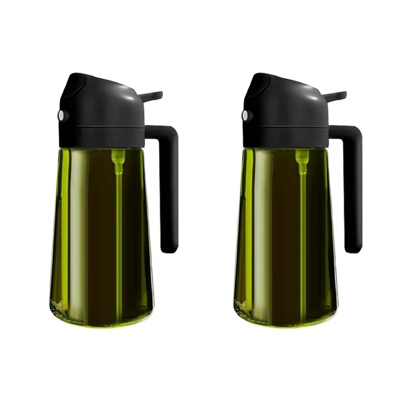 Olive Oil Sprayer for Cooking, 2 In 1 Glass Oil Dispenser Premium Spray Bottle for Kitchen Gadgets and Air Fryer Accessories, Salad, BBQ - Dark Green