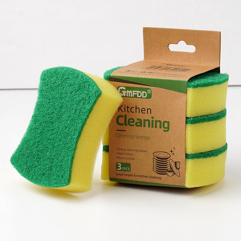 Kitchen Cleaning Sponge Dishes Pans Scrubbing Sponges Thick Foam Kitchen Bathroom Household Waist Shaped Polyester Sponge