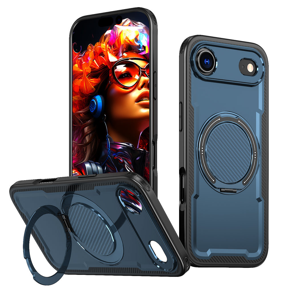 IPhone 17 Air High Precision Rubber Coating Structure Mobile Phone Bugs CSS Case Protection Shockproof Kickstand Magnetic Metal 360 Degrees Wireless Charging Case