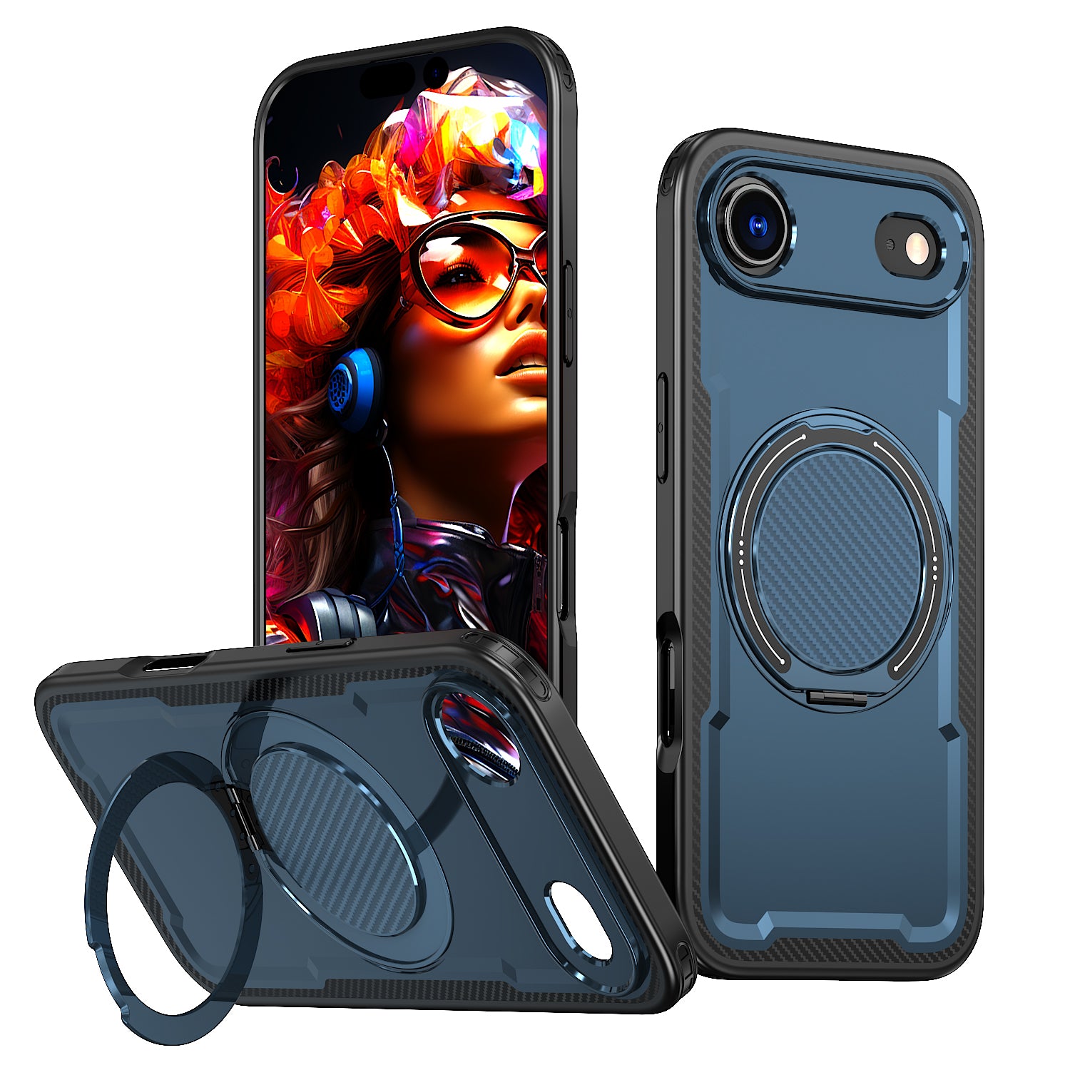 IPhone 17 Air High Precision Rubber Coating Structure Mobile Phone Bugs CSS Case Protection Shockproof Kickstand Magnetic Metal 360 Degrees Wireless Charging Case