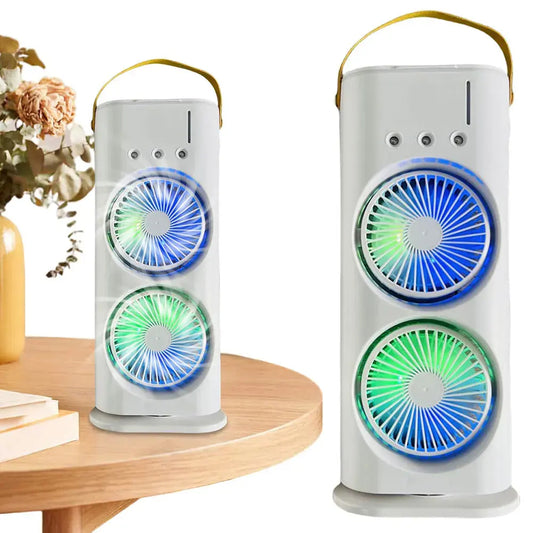 New Double-ended Fan 3 Speeds Air Conditioner Portable Cooling Air Three-ended 400ml Capacity Spray Fan With Night Light