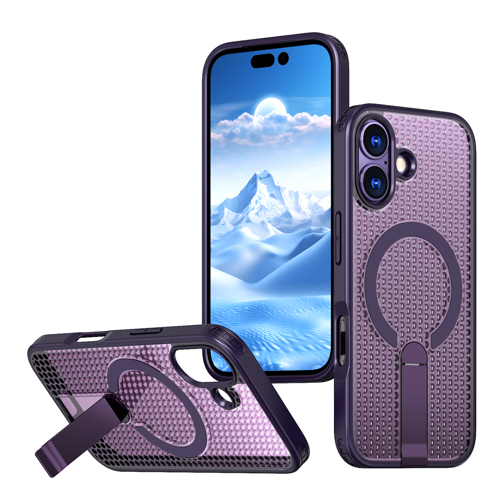 IPhone 17 High Precision Rubber Coating Structure Mobile Phone Bugs CSS Case Protection Shockproof Kickstand Magnetic Metal 360 Degrees Wireless Charging Case