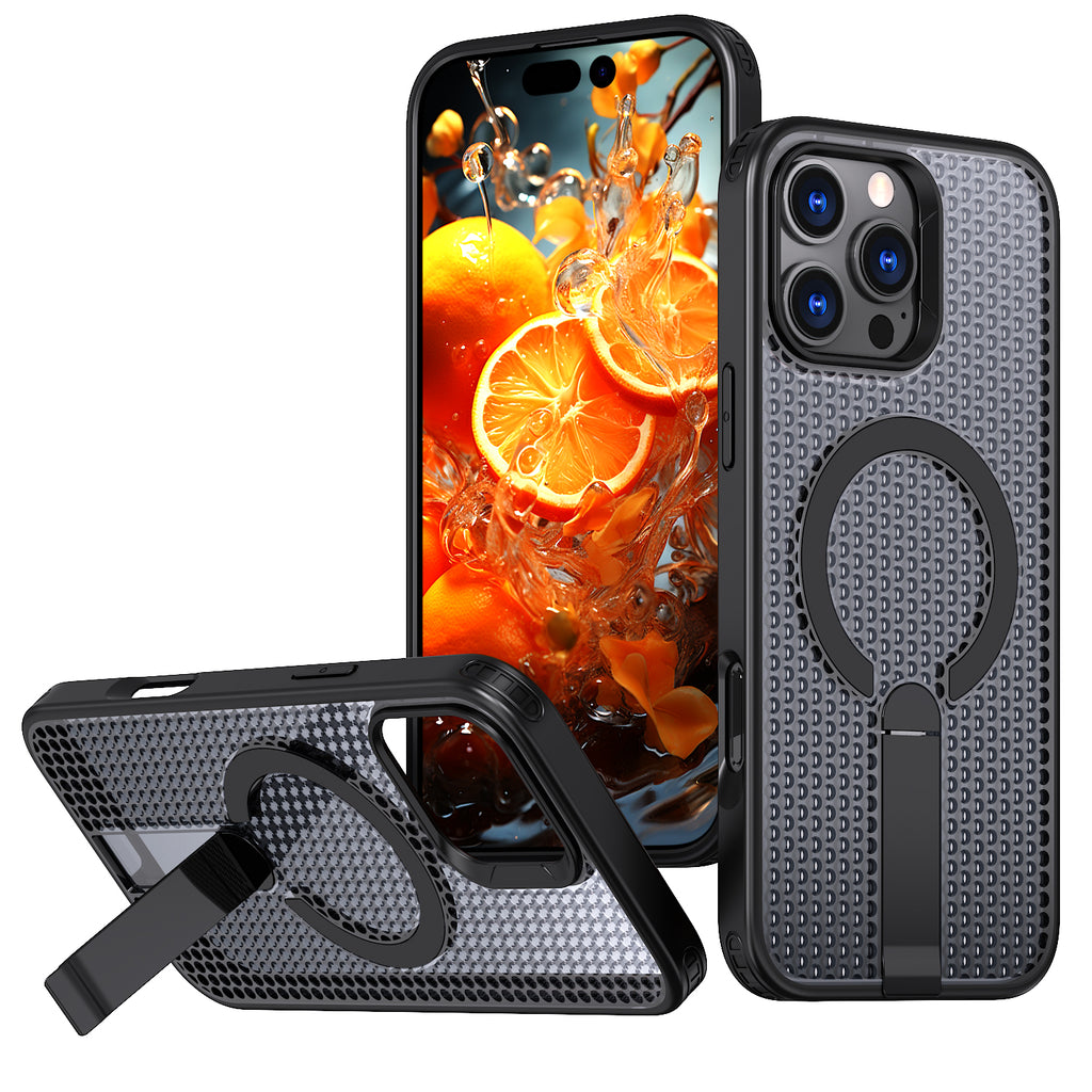 IPhone 16 Pro Max High Precision Rubber Coating Structure Mobile Phone Bugs CSS Case Protection Shockproof Kickstand Magnetic Metal 360 Degrees Wireless Charging Case
