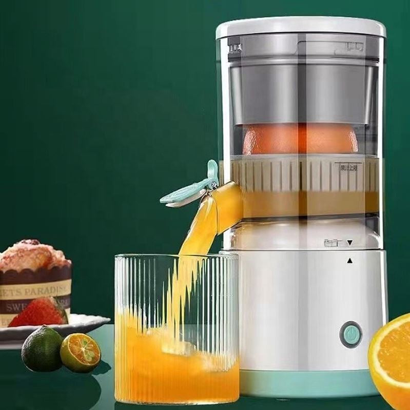 Electric Juicer Rechargeable - Citrus Machines with USB and Cleaning Brush Portable for Orange, Lemon, Grapefruit White + Green 9.4 * 4.4 * 5.4 inches