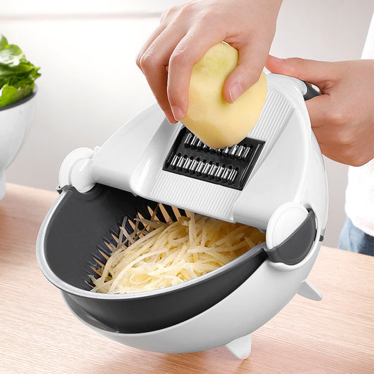 Multifunction Magic Vegetable Fruit Cutting Tool 9- in- 1 Vegetable Chopper Veggie Slicer Shredder Grater Vegetable Cutter with Drain Basket Kitchen Tool
