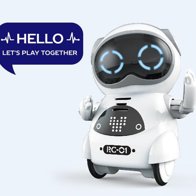 Pocket Robot Toy for Kids, Interactive Talking Robot with Voice Recognition & Recording, Singing Dancing Storytelling Mini Smart Robot Toy with Lights, Educational English Version Gift for Boys & Girls