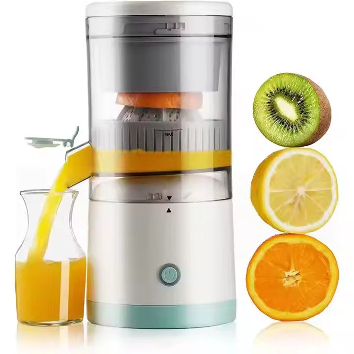 Electric Juicer Rechargeable - Citrus Machines with USB and Cleaning Brush Portable for Orange, Lemon, Grapefruit White + Green 9.4 * 4.4 * 5.4 inches