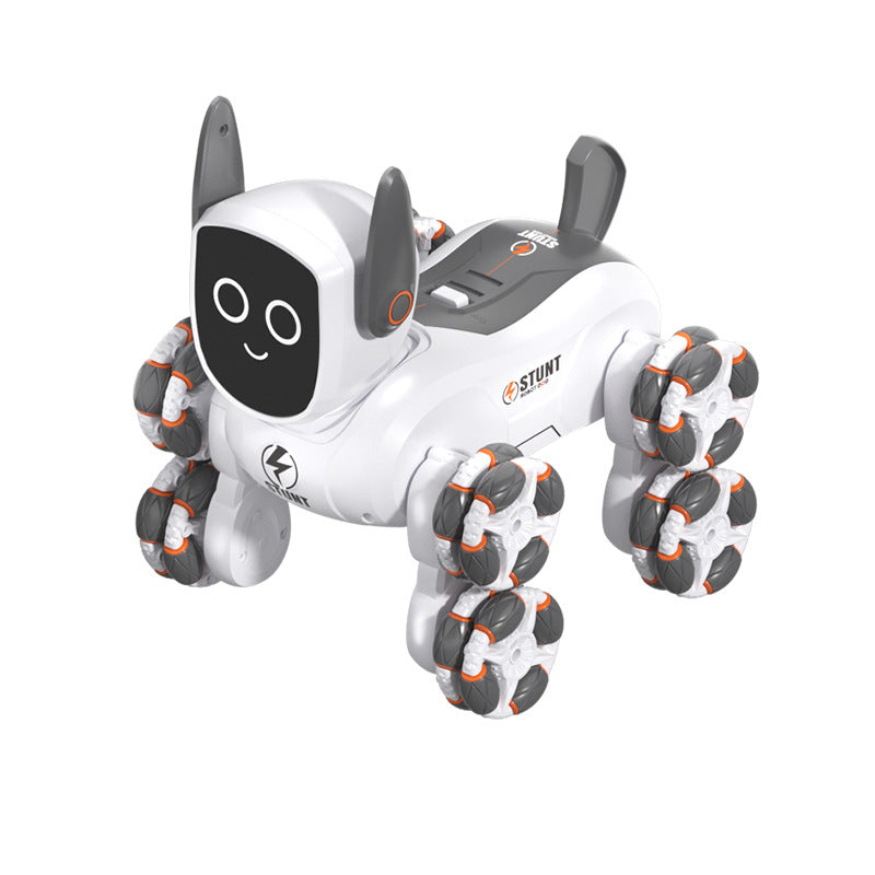8-Wheel Robot Dog RC Toy with Gesture Control & Dual Remote, Smart Interactive Stunt Robot with LED Lights, Music & Climbing Wheels, Rechargeable STEM Toy for Kids Boys Girls