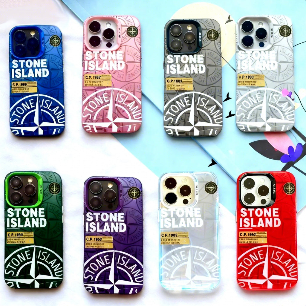 Fashion Colorful Stone Island Shockproof PC Label IMD Mobile Phone Case for iPhone 16 Plus / 16 Pro / 16 Pro Max case