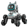 RC Robot Dog Toy for Kids, 8-Wheel Smart Stunt Robot with Gesture Control & Remote, Climbing Transforming Robot Car with LED Lights, Interactive Walking Dancing Pet Toy for Boys & Girls