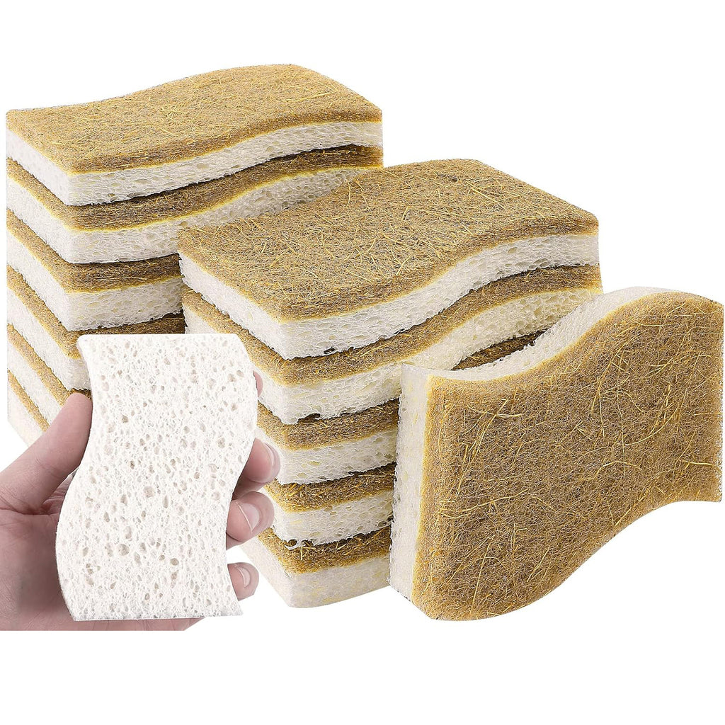 Biodegradable Eco-Friendly Kitchen Sponge Natural Compostable Cellulose Coconut Walnut Scrubber for Household Cleaning Dish High