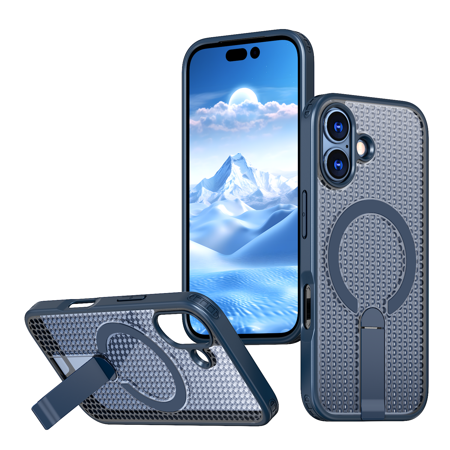 IPhone 17 High Precision Rubber Coating Structure Mobile Phone Bugs CSS Case Protection Shockproof Kickstand Magnetic Metal 360 Degrees Wireless Charging Case
