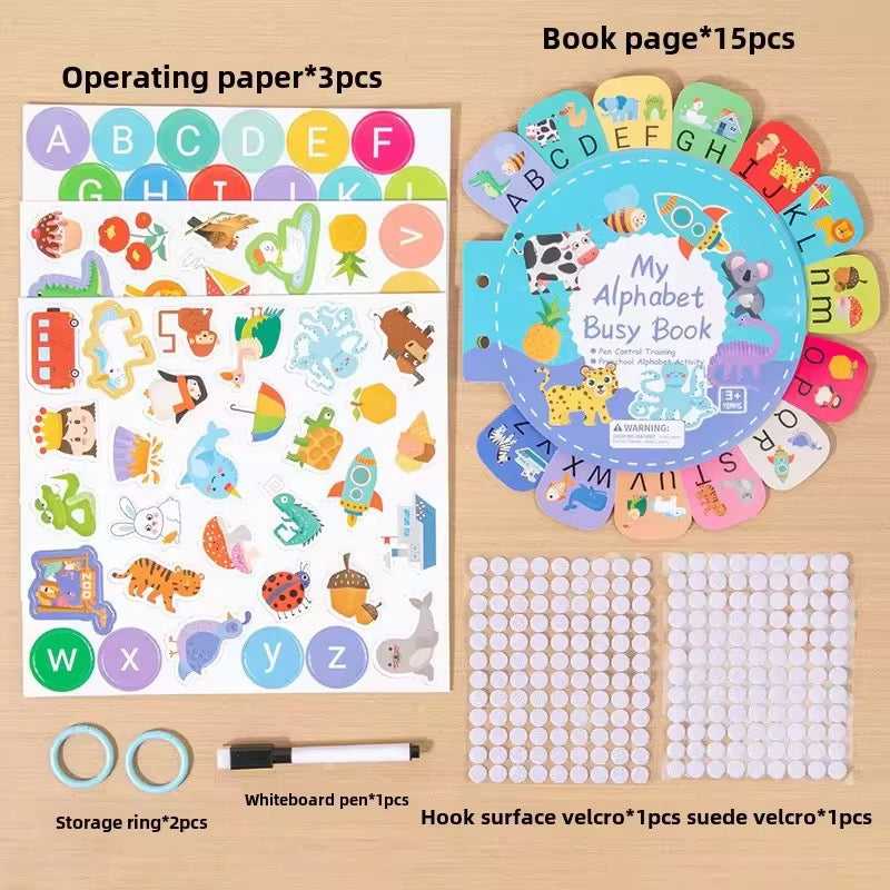 Montessori Educational Wooden Toy Children's Alphabet Playful Learning Busy Book Enhances Cognitive Skills for English for Children's Handmade Early Education Puzzle Letters Quiet 26 English Letters