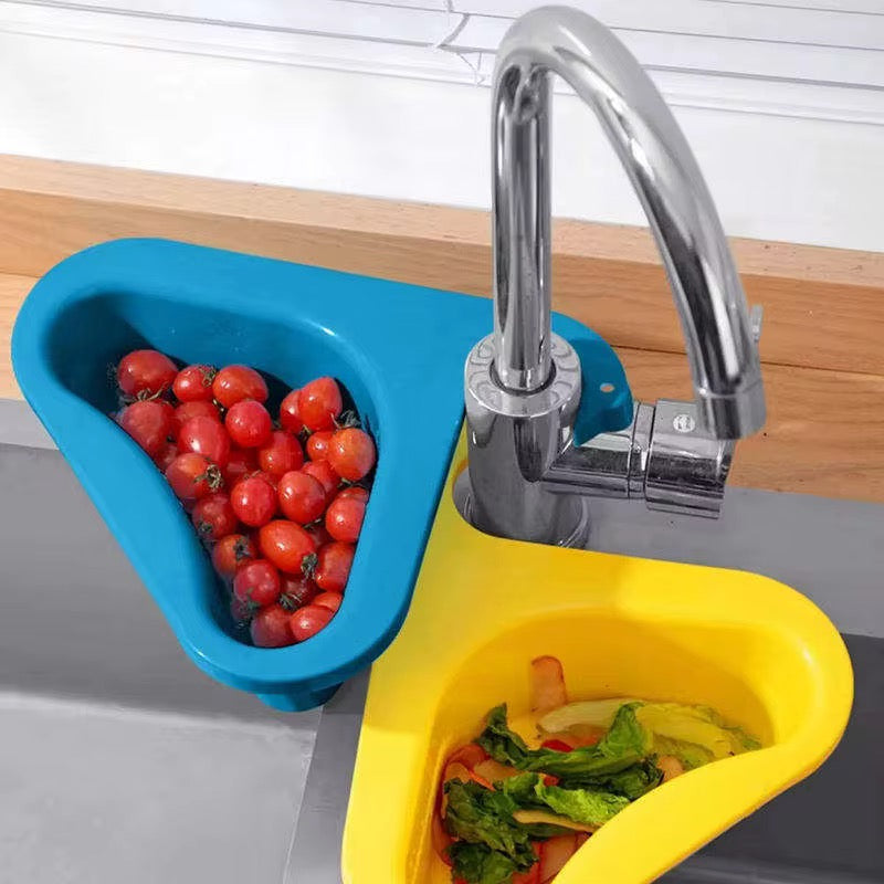 Modern Design Hanging Large Food Garbage Colanders Draining Shelf Organization Accessories Kitchen Sink Drain Non Trace Creative Multifunctional Dry Wet Separator Plastic Vegetable Washing Pool Basket
