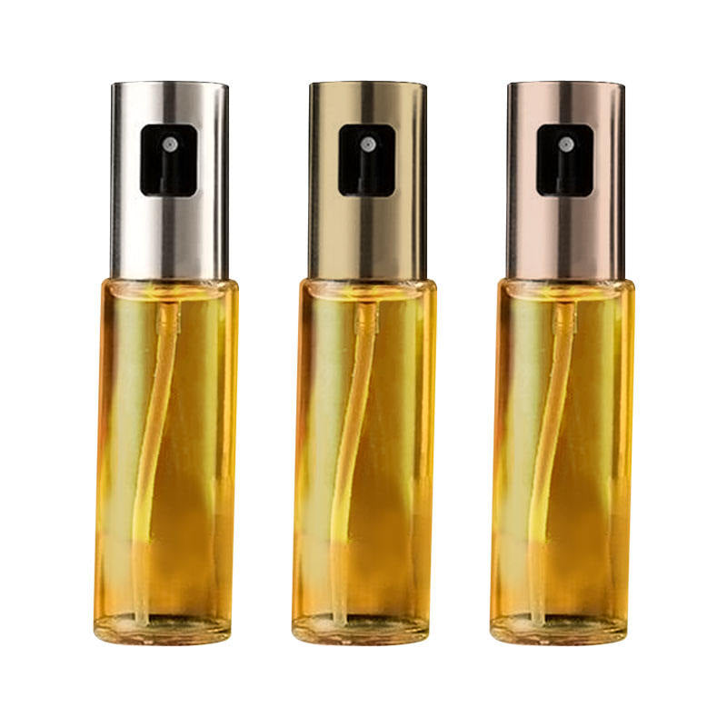 Oil Sprayer for Cooking, 3.5 OZ Olive Oil Dispenser Bottle for Kitchen Gadgets, Food, Air Fryer, Salad, Vinegar, BBQ, Stainless Steel Pump for Mist Spray, Glass Metarial Mister, 100 ML