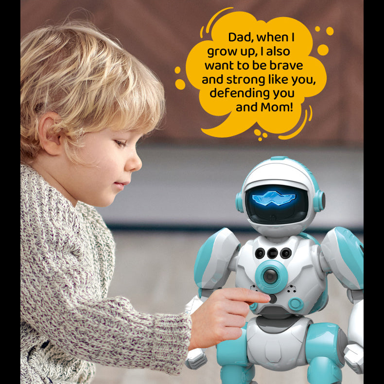 Gesture Sensing RC Robot Toy for Kids, Smart Interactive Dancing Robot with Voice Recording & Playback, LED Lights, Touch & Remote Control, Music & Magic Sound Educational Toy for Boys & Girls