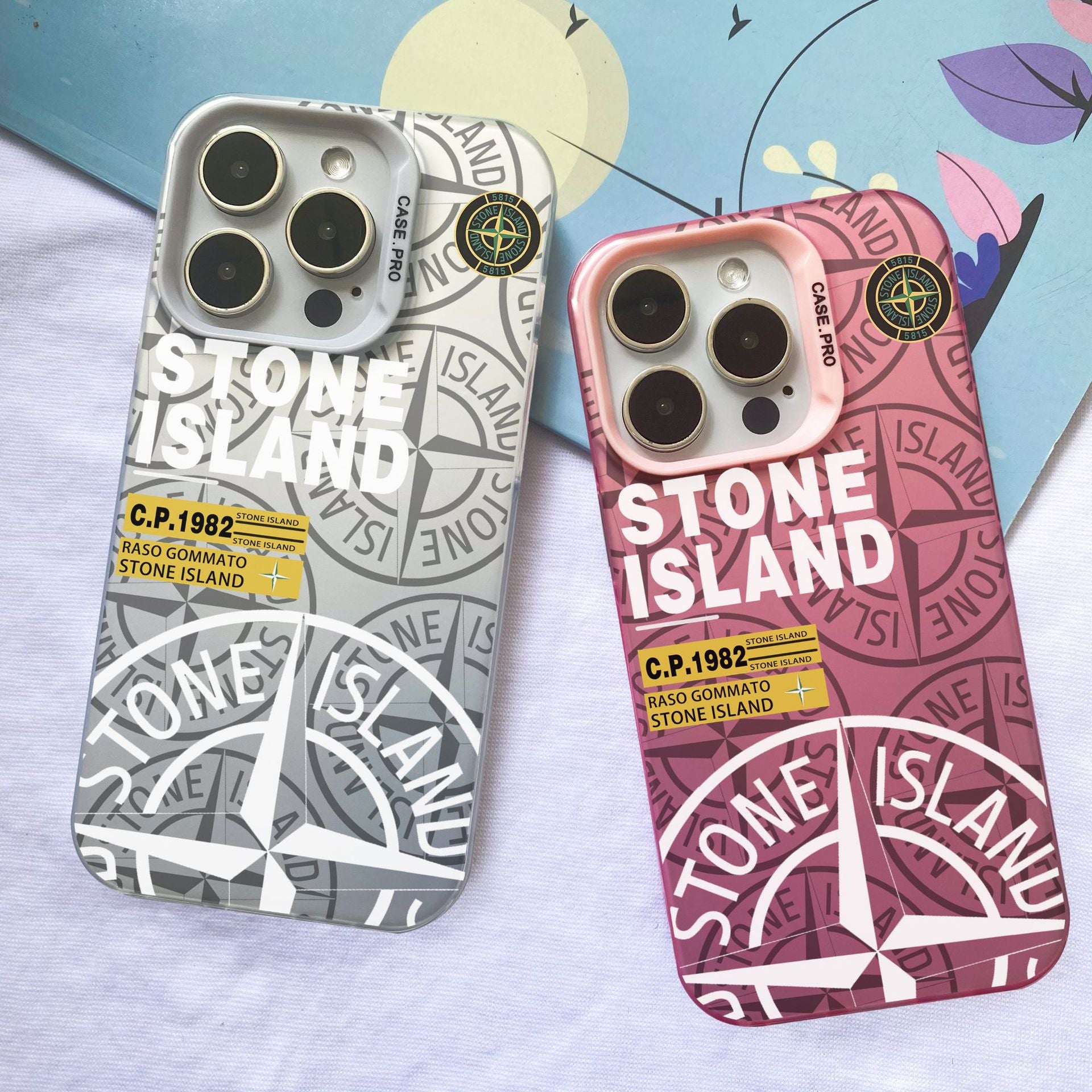 Fashion Colorful Stone Island Shockproof PC Label IMD Mobile Phone Case for iPhone 16 Plus / 16 Pro / 16 Pro Max case