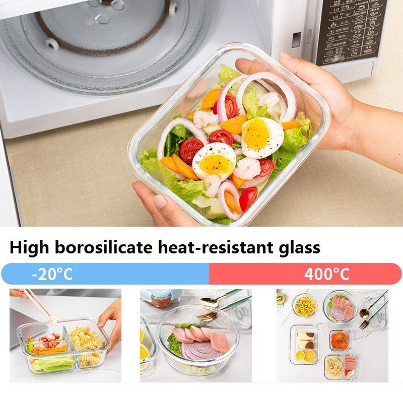 Freshkeeping bowl gift box set of three Food Grade Material Lunch Box Heat-resisting Glass Lunch Box Glassware Lunch Box for Officer and Adult