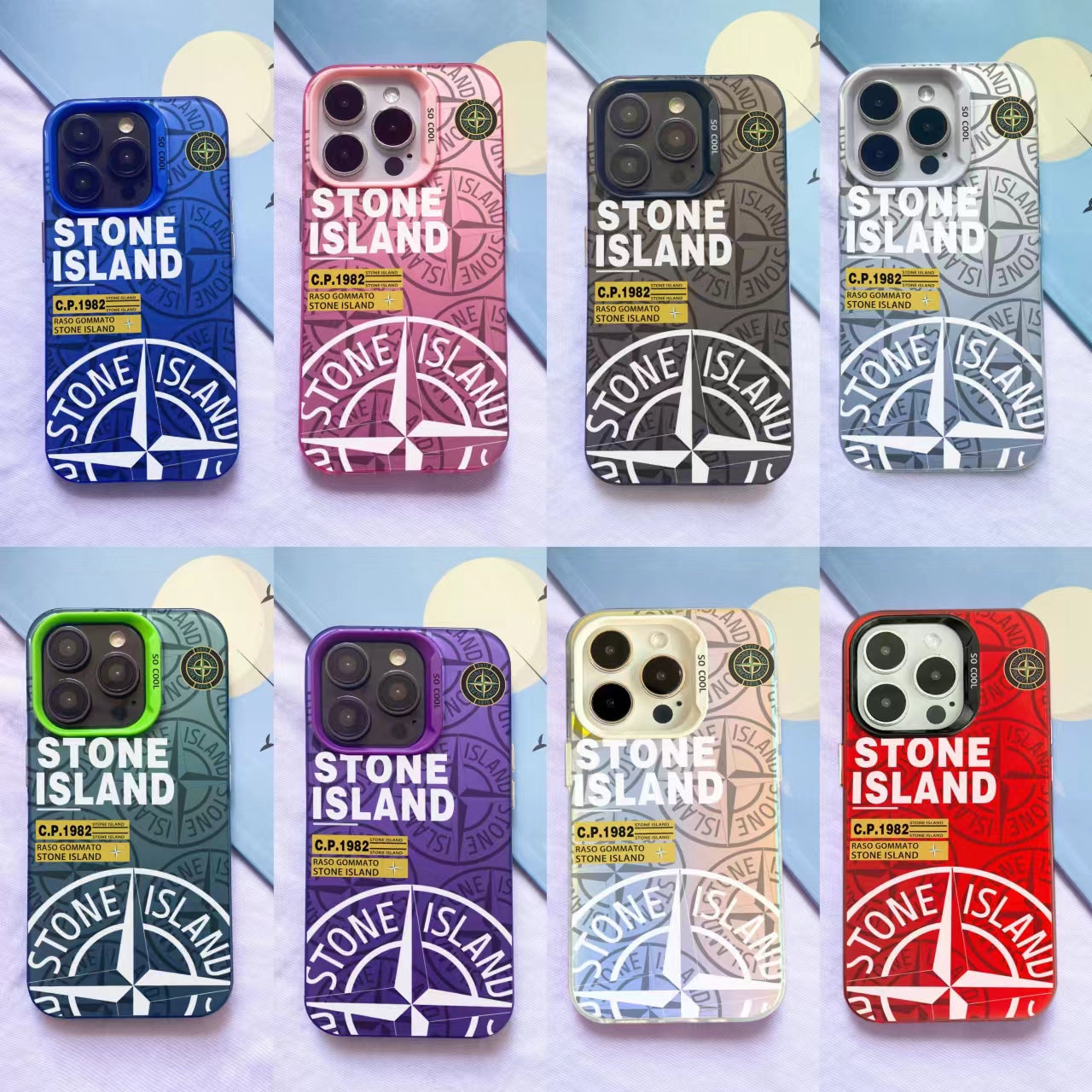 Fashion Colorful Stone Island Shockproof PC Label IMD Mobile Phone Case for iPhone 16 Plus / 16 Pro / 16 Pro Max case