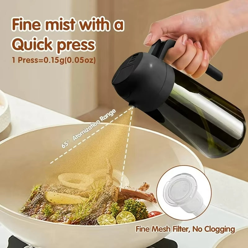 Olive Oil Sprayer for Cooking, 2 In 1 Glass Oil Dispenser Premium Spray Bottle for Kitchen Gadgets and Air Fryer Accessories, Salad, BBQ - Dark Green