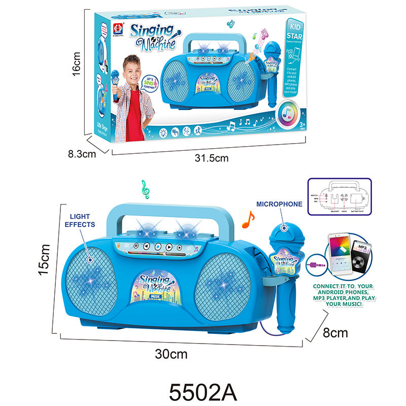 Baby Preschool Electronic Super Rocking Star Girls Musical Microphone Kids Karaoke Instrument Set Children Singing Machine Toy Piano Keyboard PC Material Microphone for Musical Instrument Ages 3+