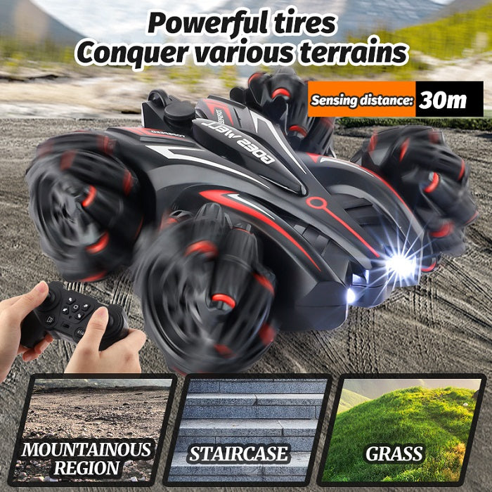 Double-Sided RC Stunt Car with Gesture Control, 360° Rotating Drift Car Toy with Dual Spray Mist, Remote Control Off-Road Vehicle, All-Terrain Flipping Car for Kids Boys & Girls
