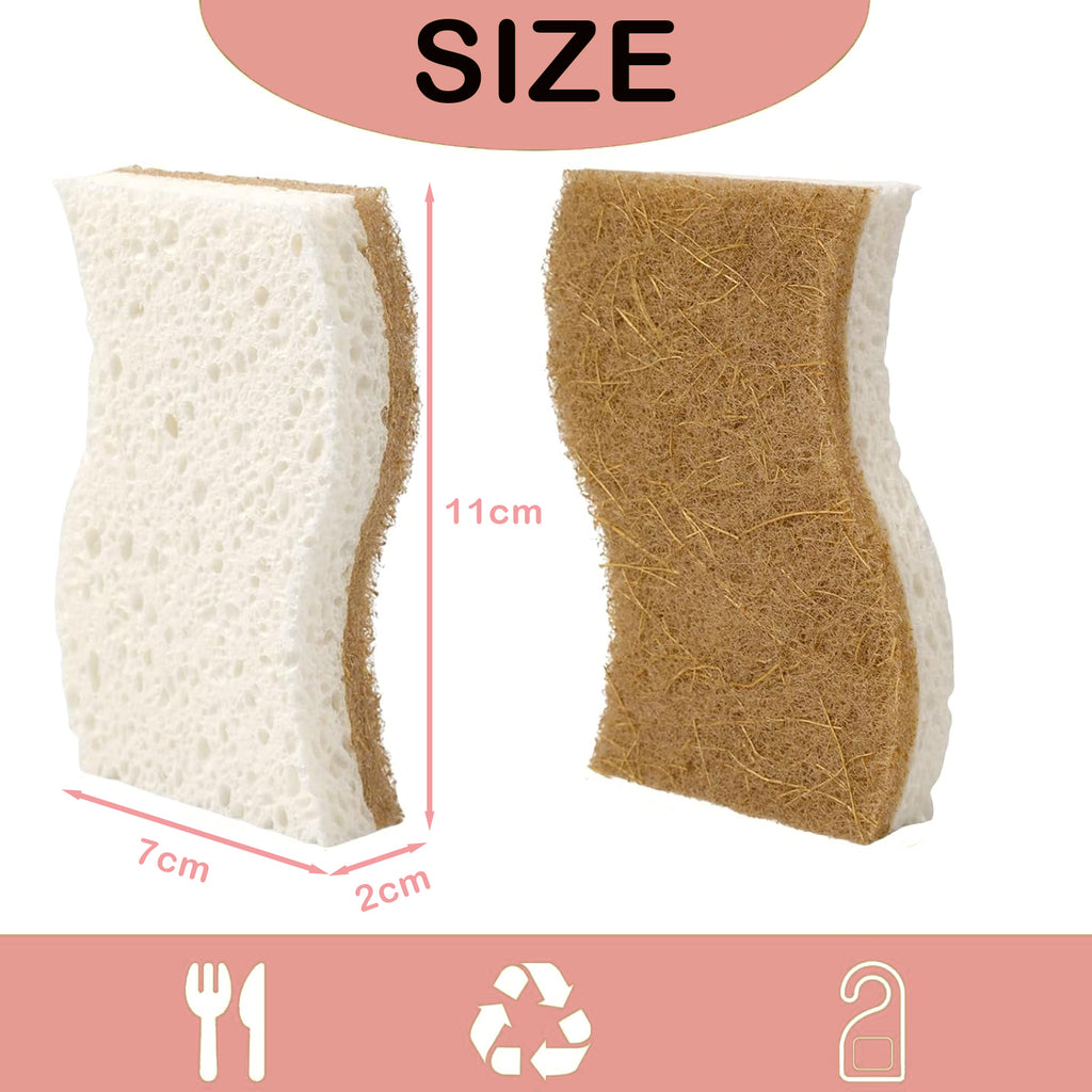Biodegradable Eco-Friendly Kitchen Sponge Natural Compostable Cellulose Coconut Walnut Scrubber for Household Cleaning Dish High