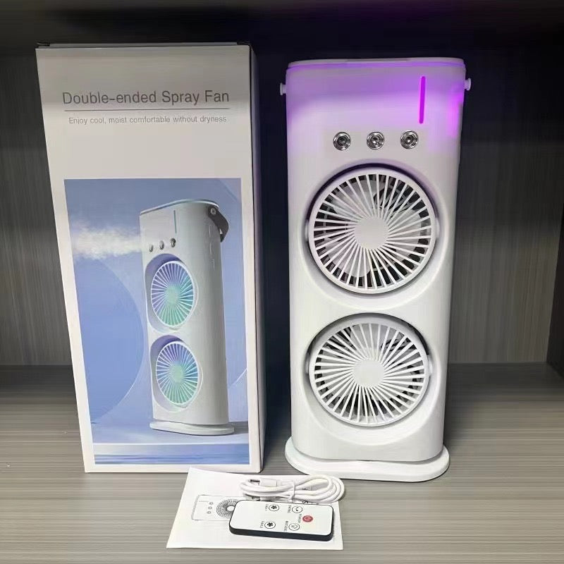 New Double-ended Fan 3 Speeds Air Conditioner Portable Cooling Air Three-ended 400ml Capacity Spray Fan With Night Light